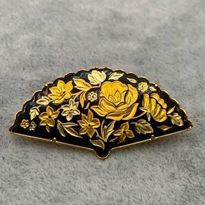 🧡 24K GP Toledo Spain Damascene Brooch 🧡
